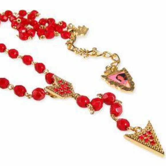 Disney Jewelry - DISNEY COUTURE POCAHONTAS ROSARY RED BEAD/RED SWAROVSKI CRYSTAL NECKLACE**NEW!
